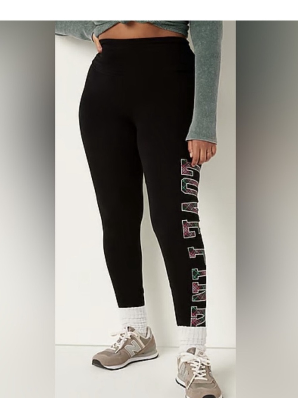 VICTORIA'S SECRET PINK HOLIDAY PLAID LEGGINGS HIGH WAIST FULL LENGTH sZ X-LARGE